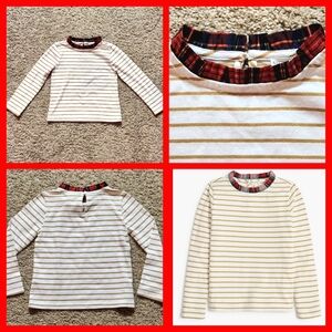 Crewcuts NWOT girls striped ruffle collar shirt Size 2/3 colors cream gold multi